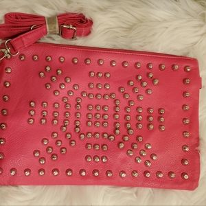 FUCHSIA PINK STUDDED DESIGN PURSE